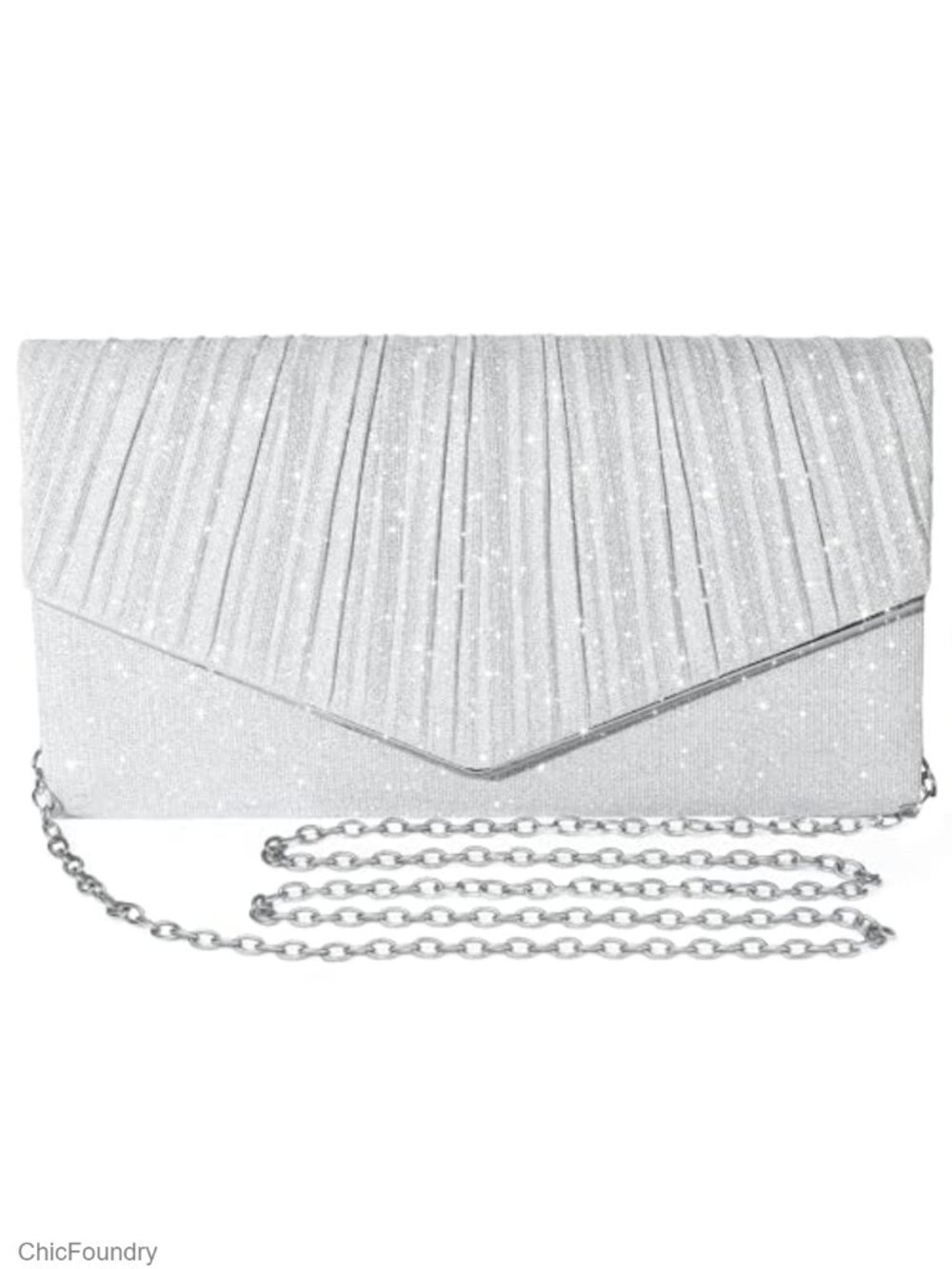 Glitter Sequin Evening Clutch Crossbody Bag with Detachable Chain